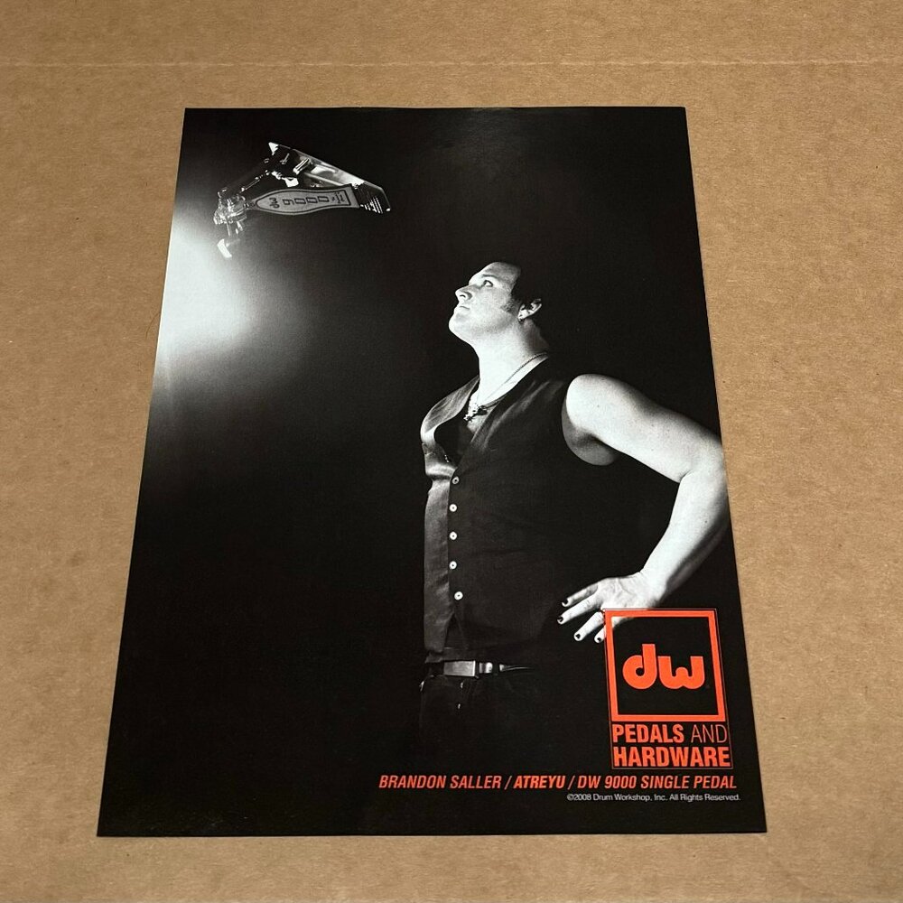 Brandon Saller of Atreyu - DW PEDALS - 2008 Print Advertisement